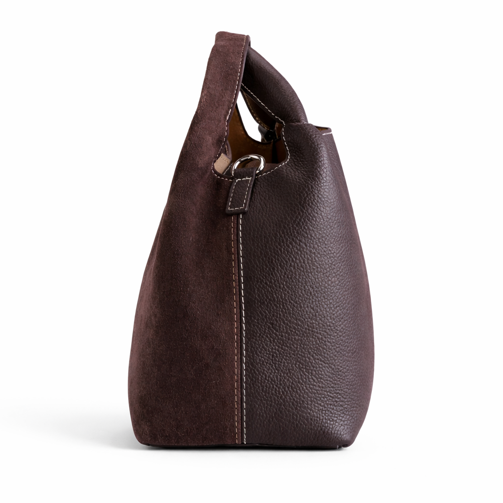 Danielle Leather and Suede Bag Chocolate by MOA - view 3