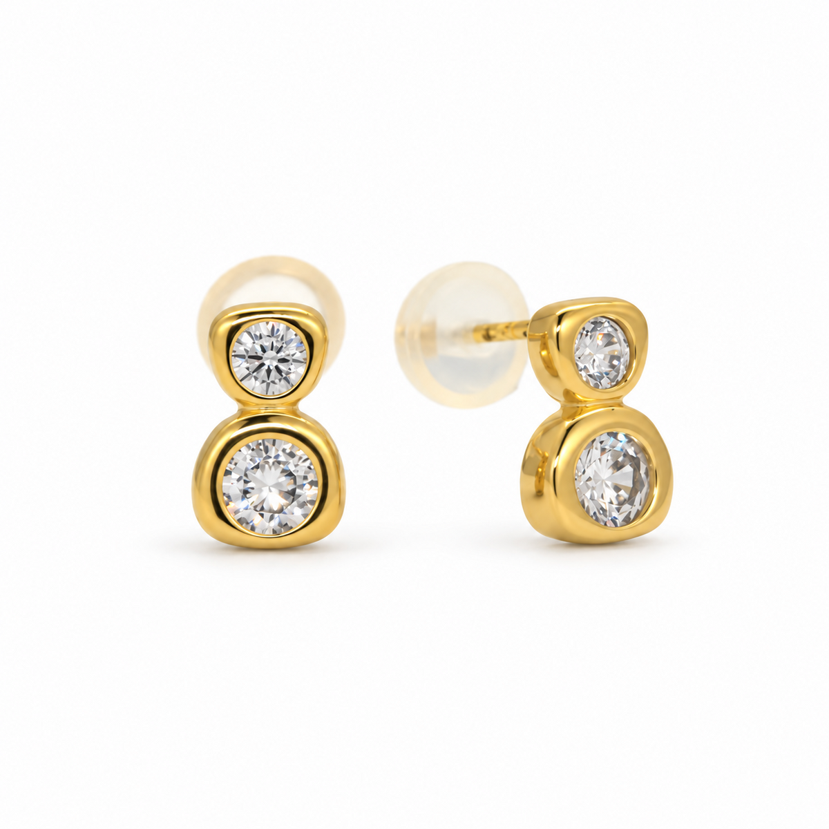 Aveline Double CZ Stud Earrings in Gold Vermeil