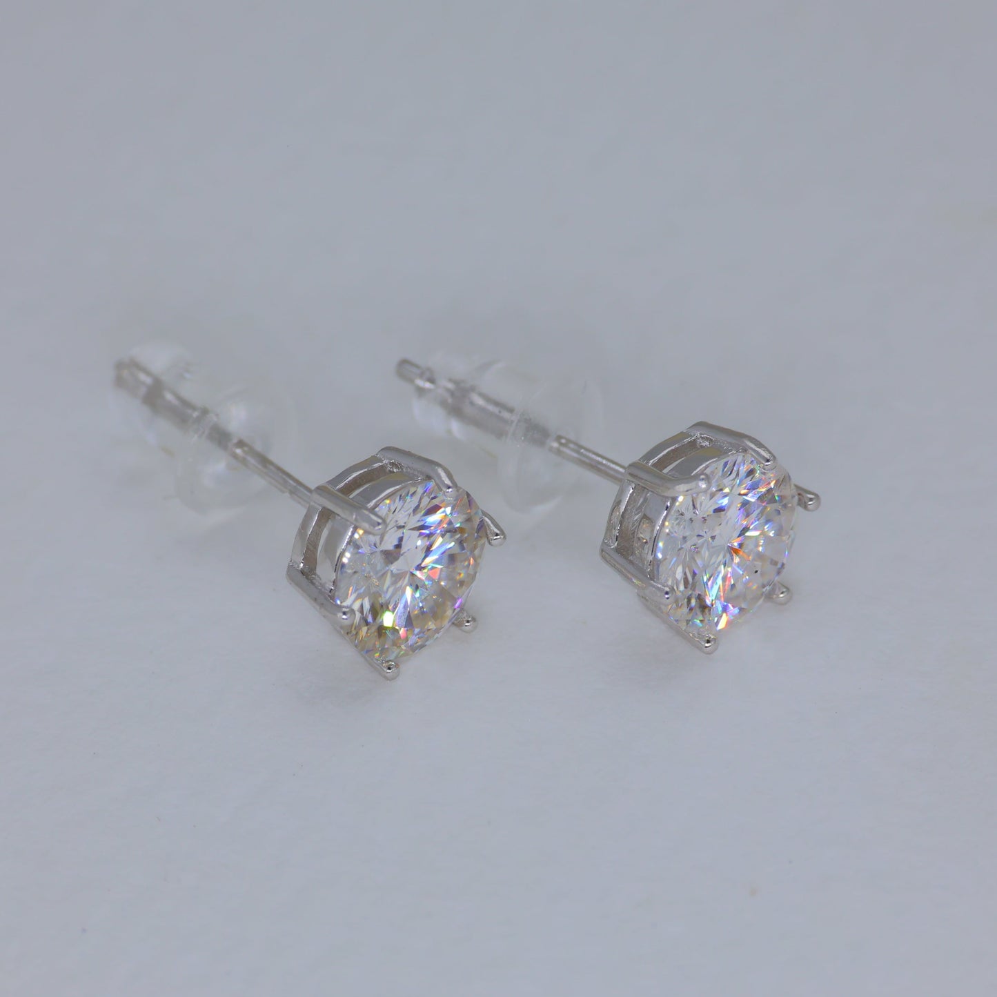 Elara Classic Stud Earrings in 925 Sterling Silver Push Back by MOA - view 3