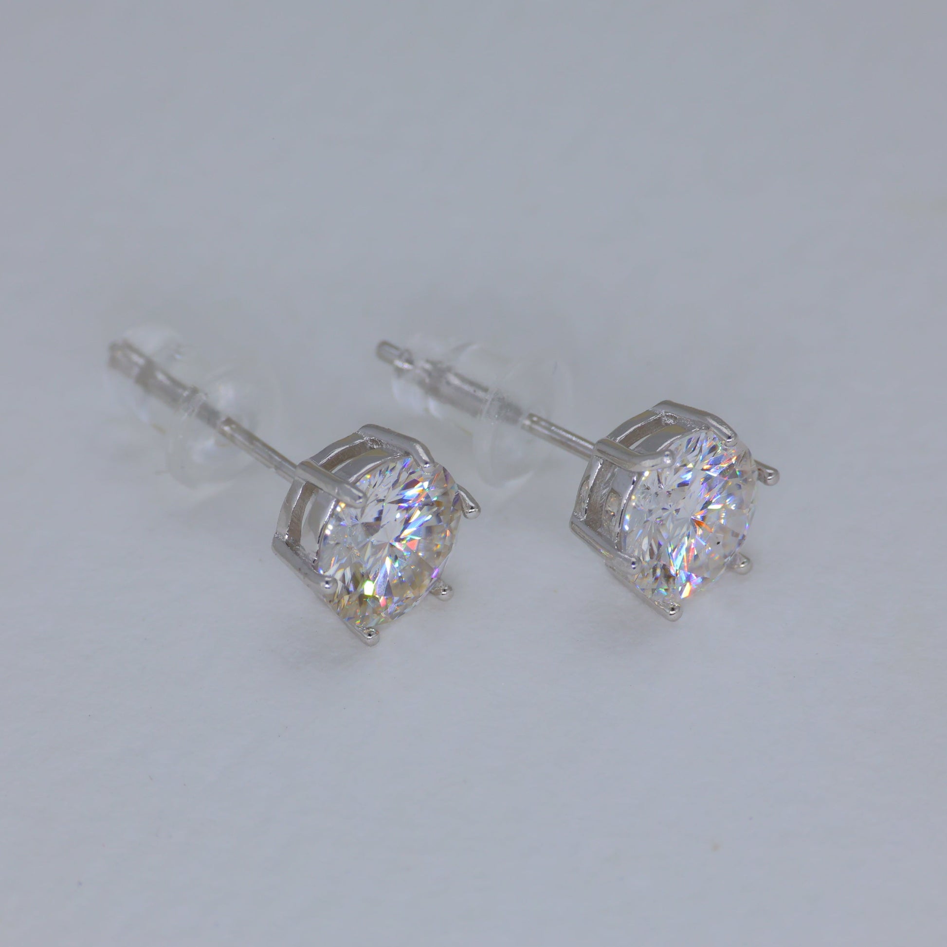 Elara Classic Stud Earrings in 925 Sterling Silver Push Back by MOA - view 3