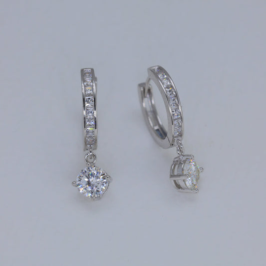 Elaris Drop Huggie Earrings in 925 Sterling Silver by MOA - view 1