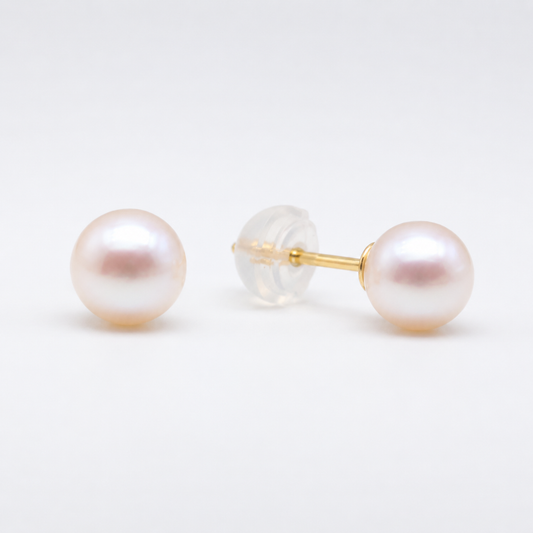 Elina Akoya Pearl Stud Earrings in 18K Gold by MOA - view 1