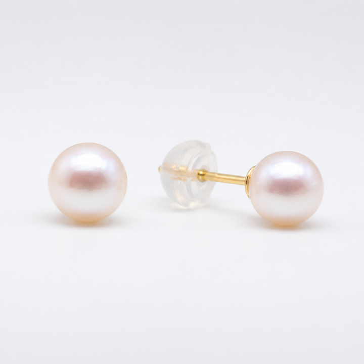 Elina Akoya Pearl Stud Earrings in 18K Gold by MOA - view 1