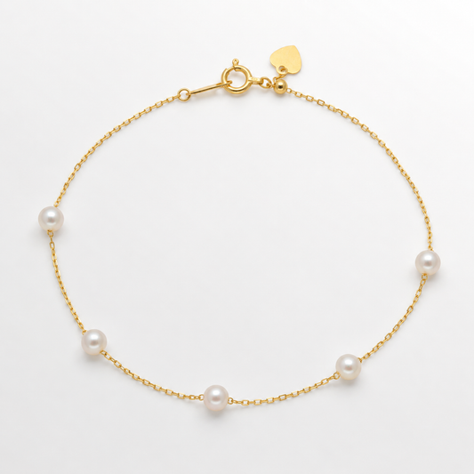 Elina Fine Station Akoya Pearl Bracelet in 18K Gold by MOA - view 1