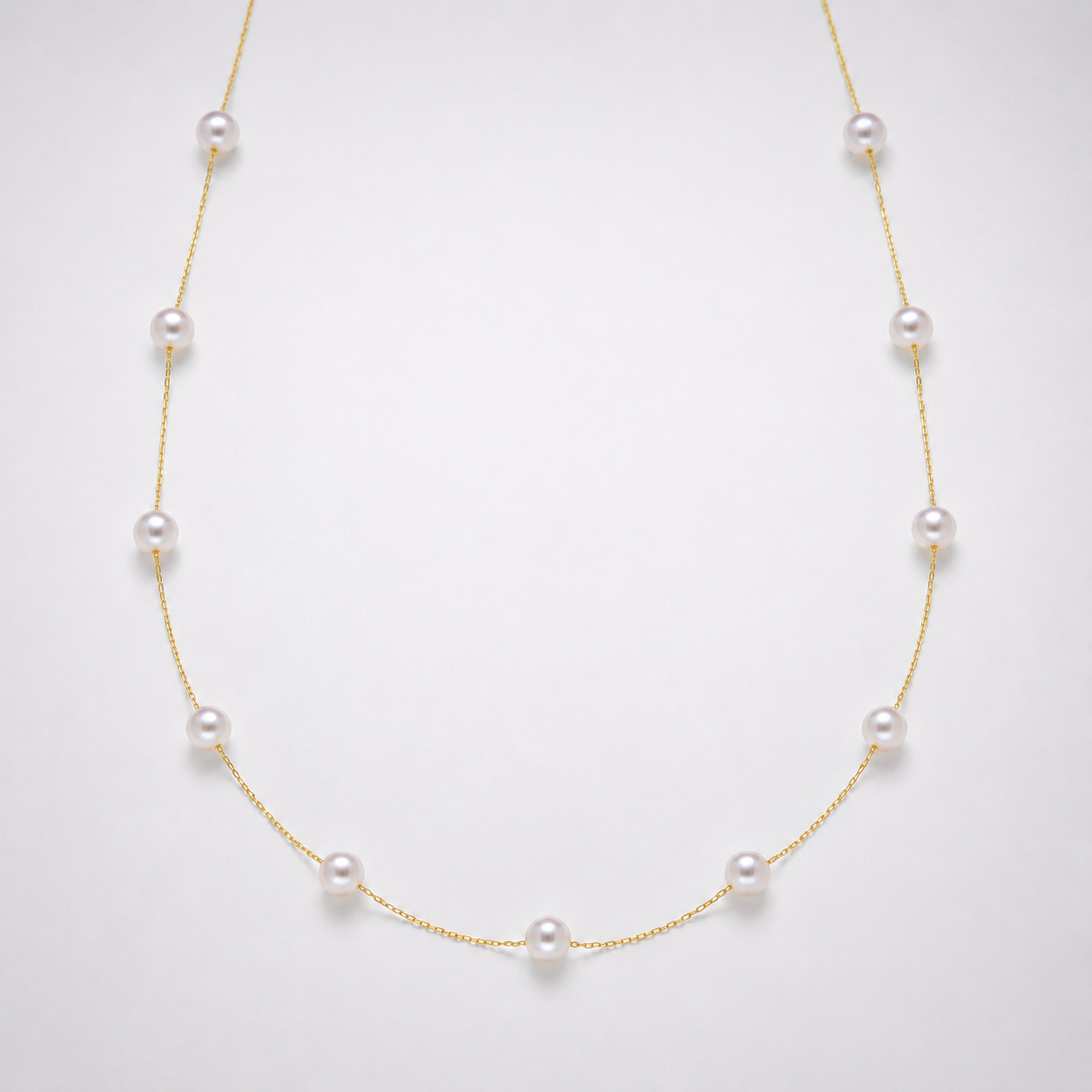 Elina Fine Station Akoya Pearl Necklace in 18K Gold by MOA - view 1