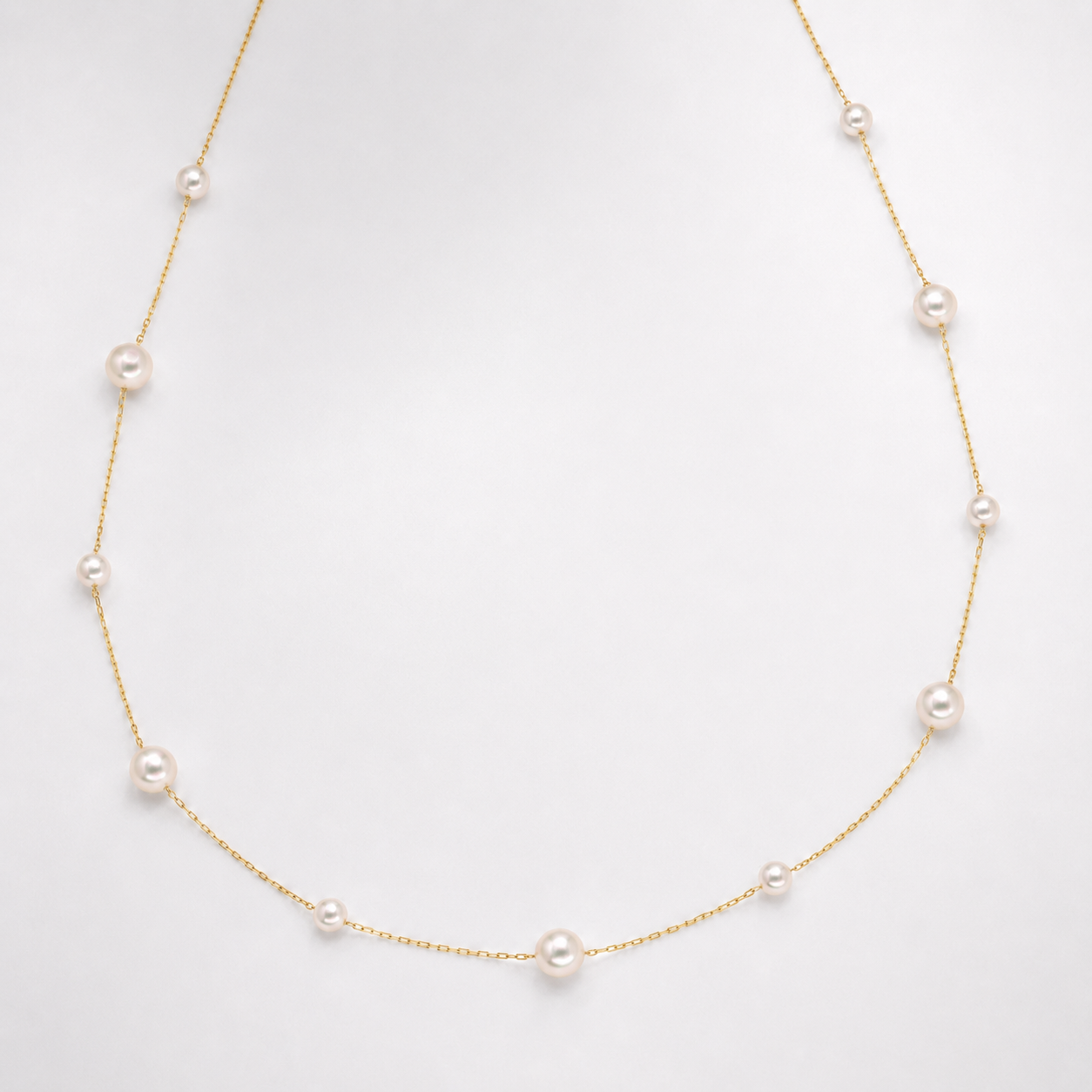 Elina Mixed Station Akoya Pearl Necklace in 18K Gold by MOA - view 1