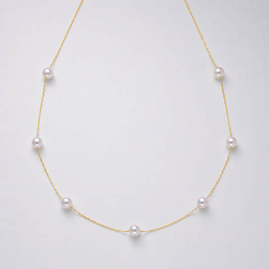 Elina Station Akoya Pearl Necklace in 18K Gold by MOA - view 1