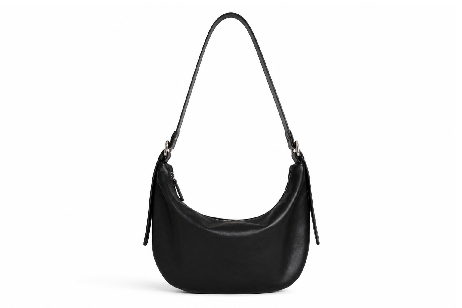 Elio Vegetable Tanned Leather Shoulder Bag in Black
