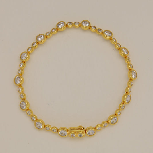 Elise Alternating Tennis Bracelet in 24K Gold Over 925 Silver by MOA - view 1