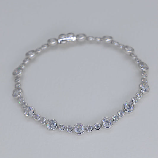 Elise Alternating Tennis Bracelet in 925 Sterling Silver by MOA - view 1