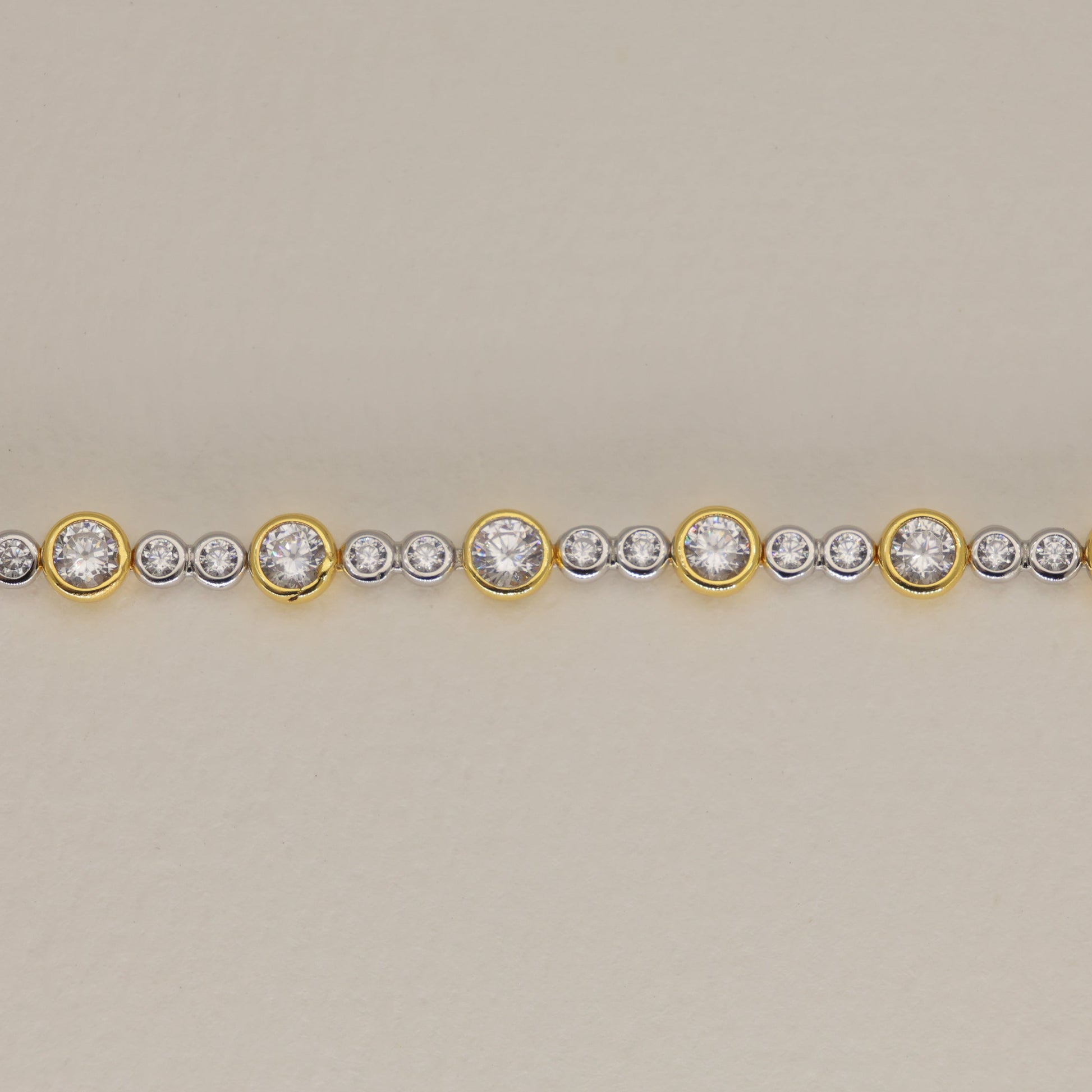 Elise Alternating Tennis Bracelet in Two Tone 24K Gold Over 925 Silver by MOA - view 4