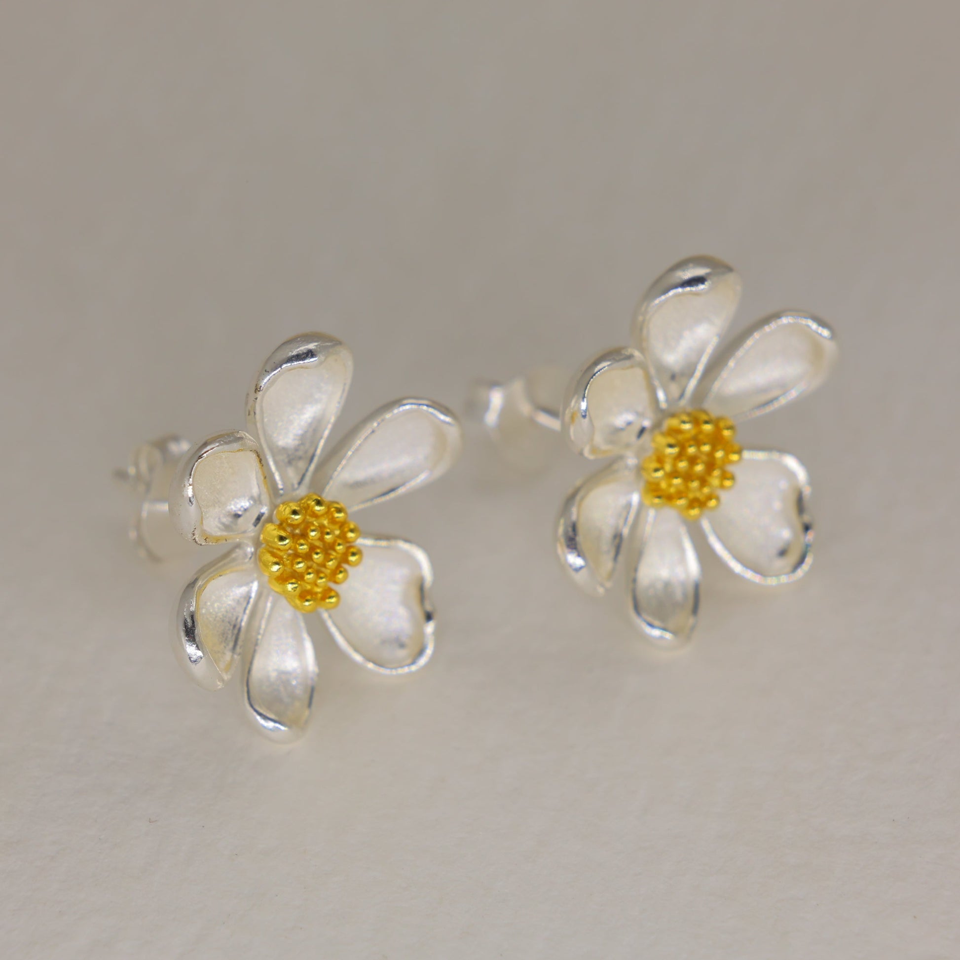 Elivra Daisy Stud Earrings in 18K Gold over 925 Silver by MOA - view 1