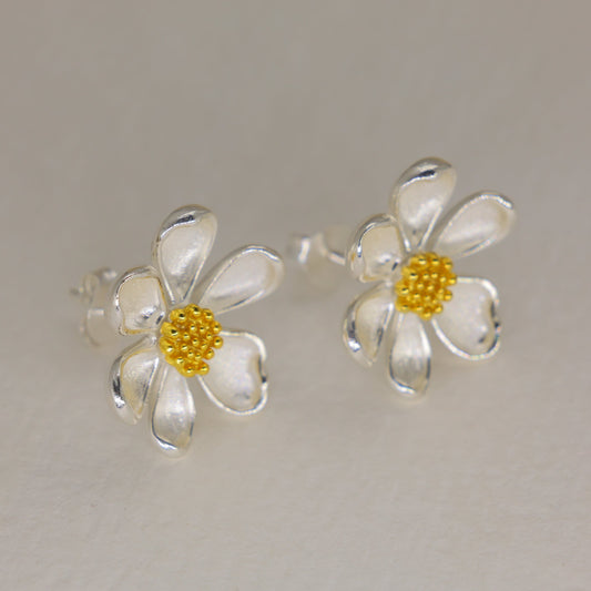 Elivra Daisy Stud Earrings in 18K Gold over 925 Silver by MOA - view 1