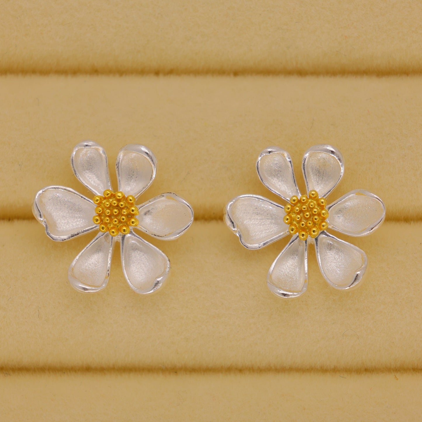 Elivra Daisy Stud Earrings in 18K Gold over 925 Silver by MOA - view 2