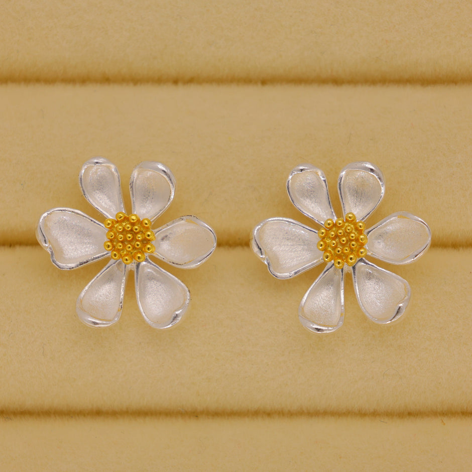 Elivra Daisy Stud Earrings in 18K Gold over 925 Silver by MOA - view 2