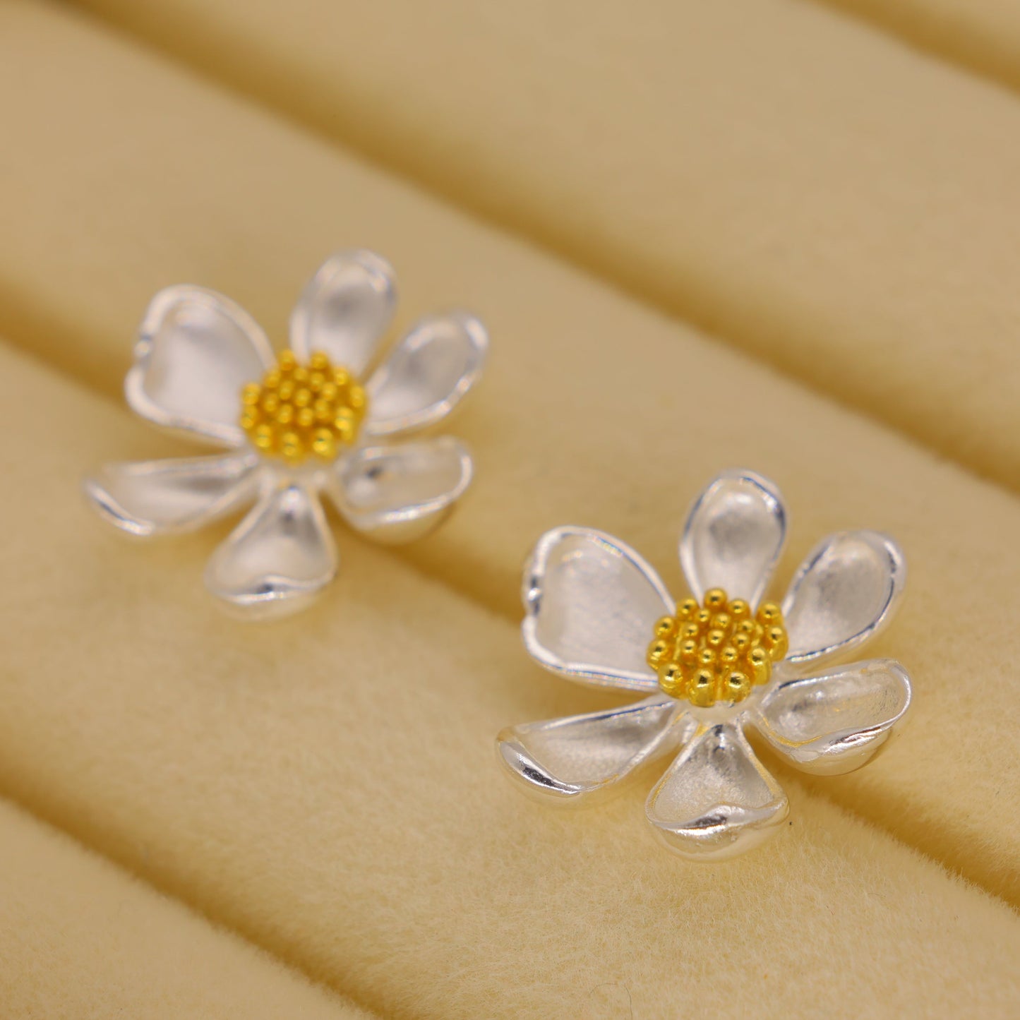 Elivra Daisy Stud Earrings in 18K Gold over 925 Silver by MOA - view 3