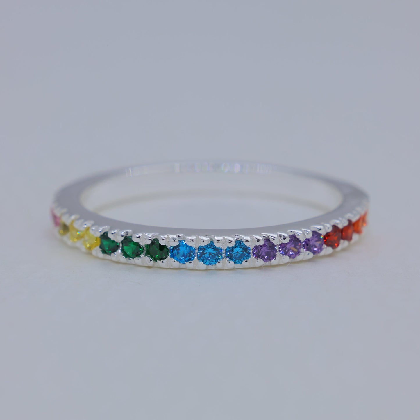 Eloira Rainbow Pave Ring in 925 Sterling Silver by MOA - view 1