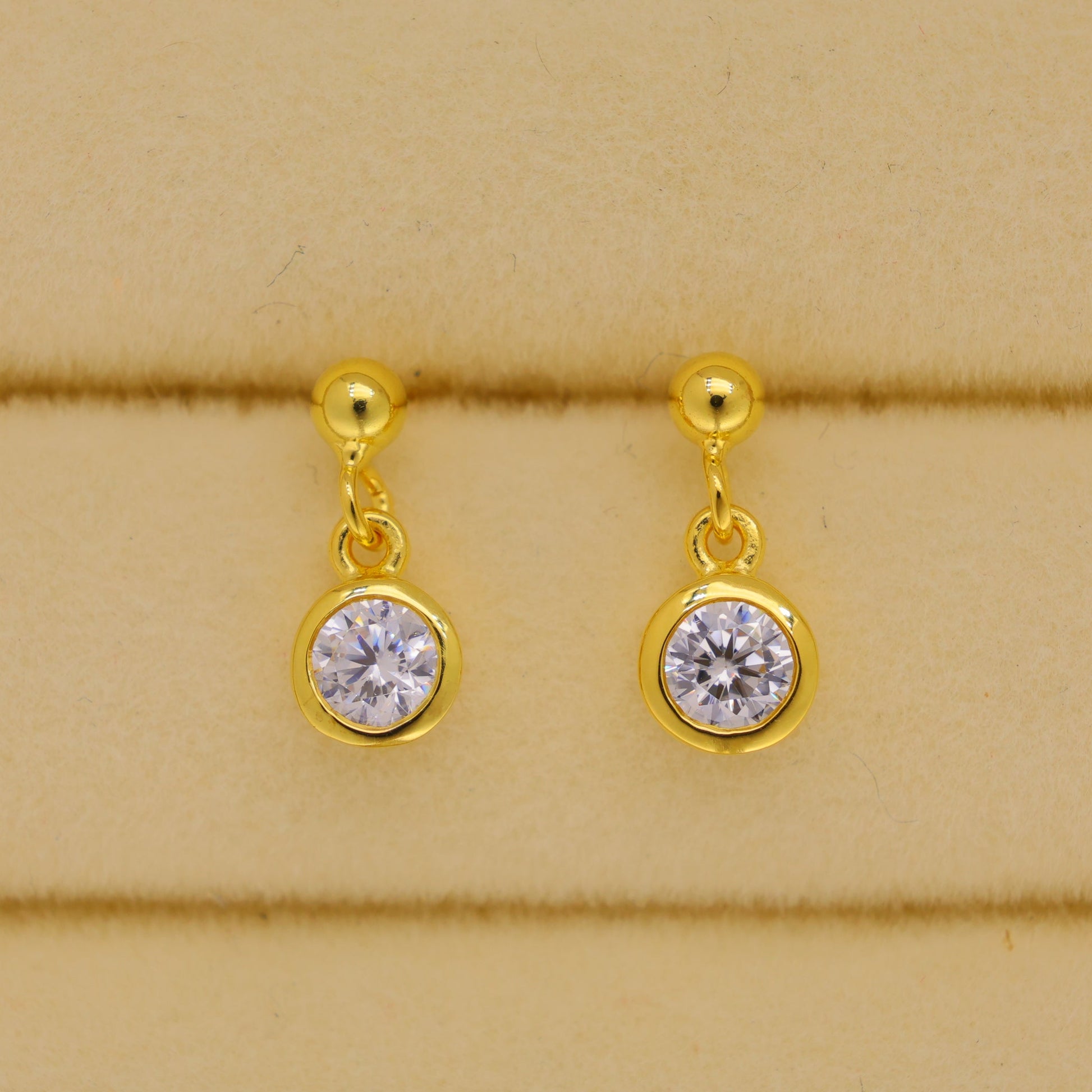 Elora Bezel Drop Earrings in 18K Gold over 925 Silver by MOA - view 1