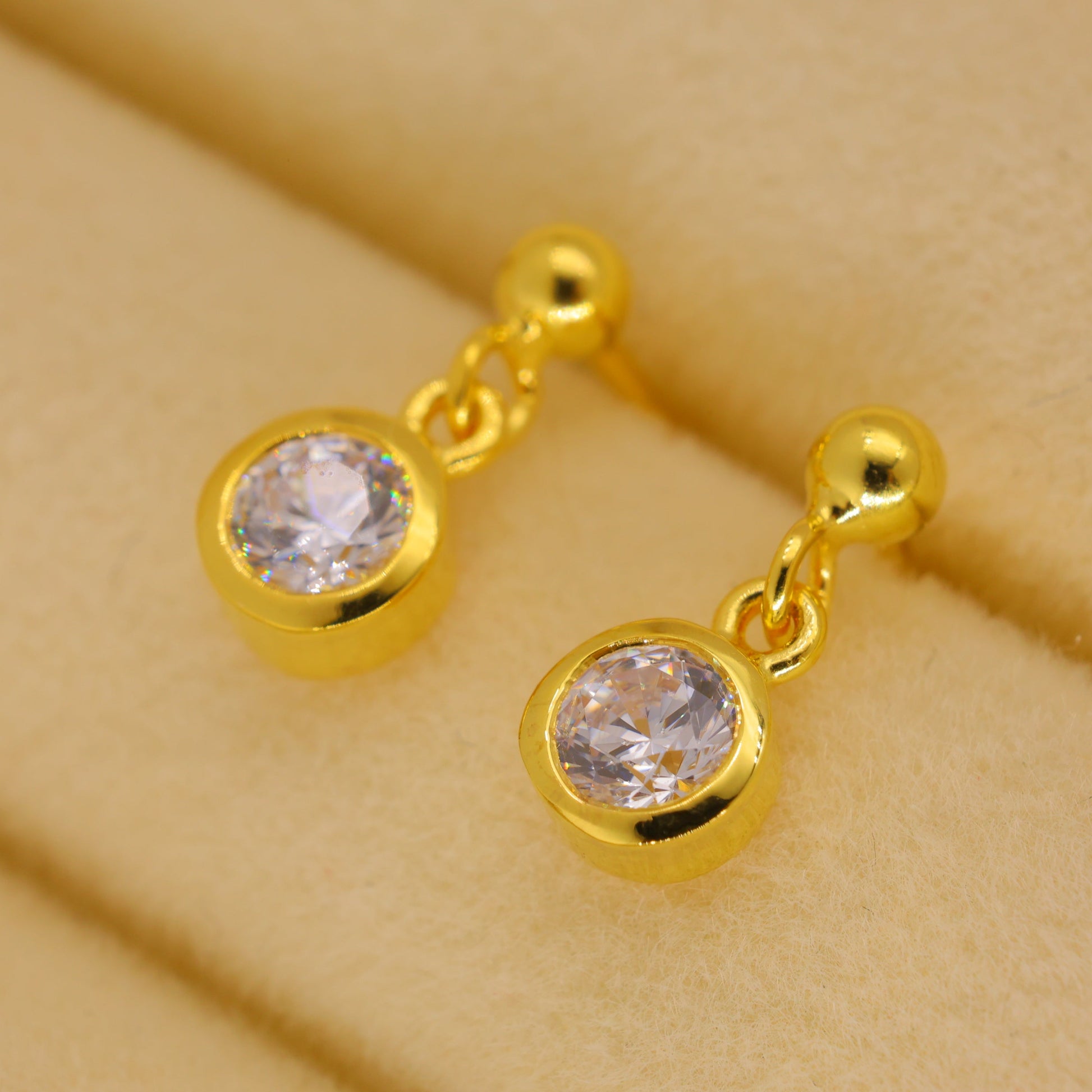 Elora Bezel Drop Earrings in 18K Gold over 925 Silver by MOA - view 2