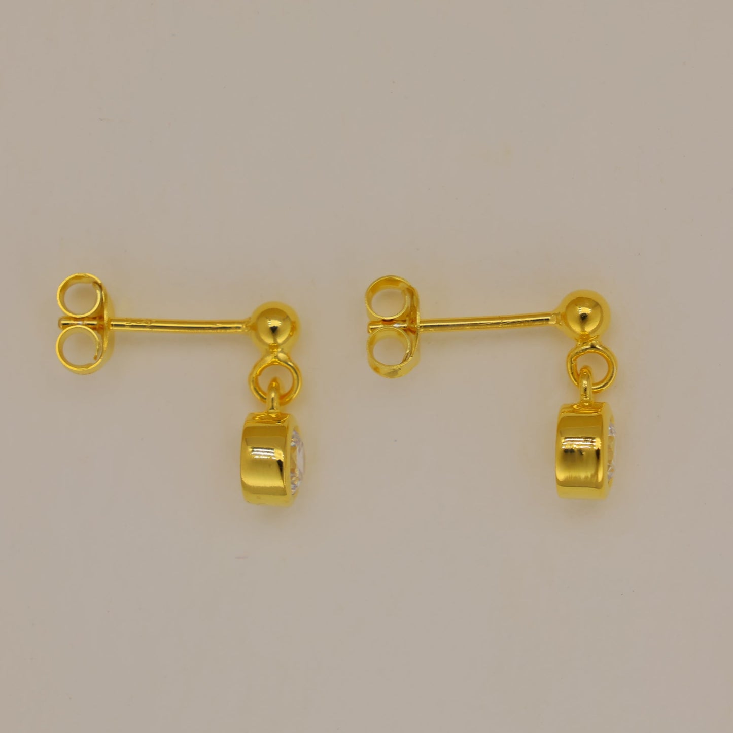 Elora Bezel Drop Earrings in 18K Gold over 925 Silver by MOA - view 3