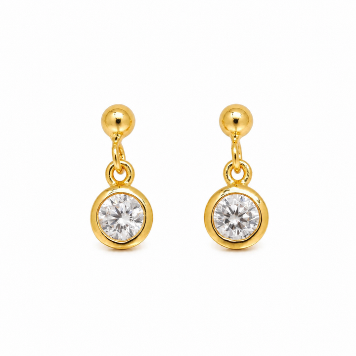 Élora Bezel Drop Earrings in 18K Gold over 925 Silver by MOA - view 1