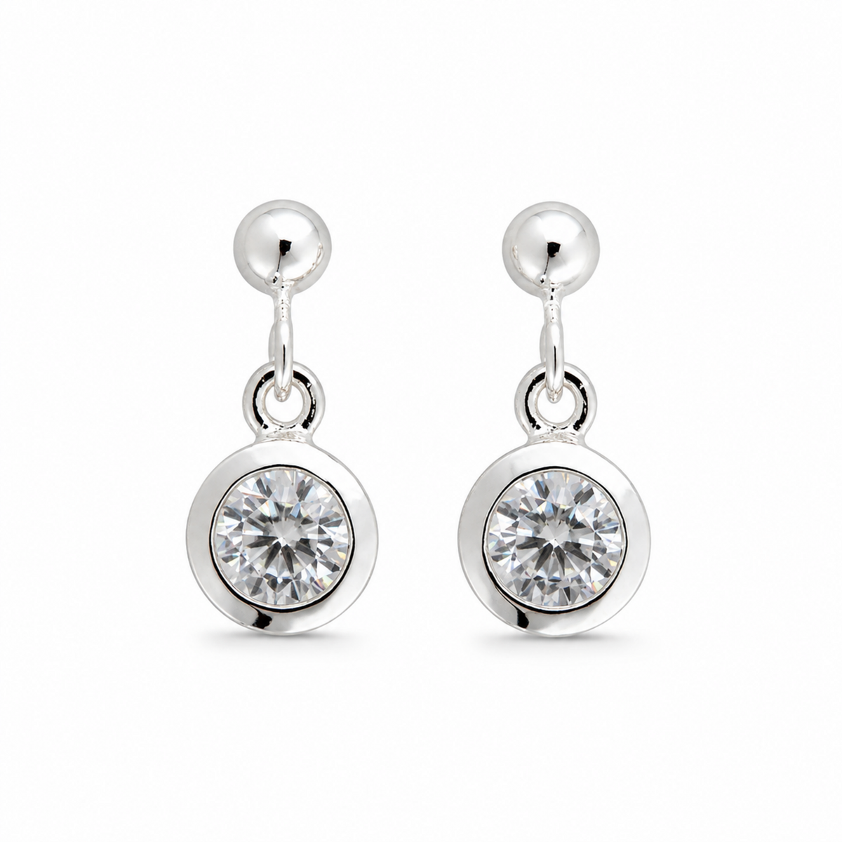 Élora Bezel Drop Earrings in 925 Sterling Silver by MOA - view 1