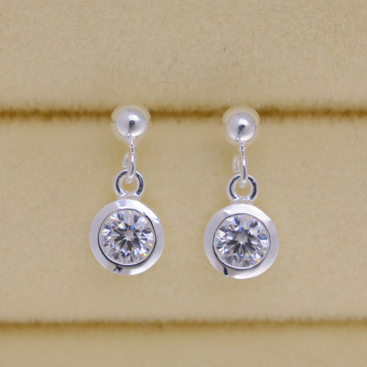 Elora Bezel Drop Earrings in 925 Sterling Silver by MOA - view 1