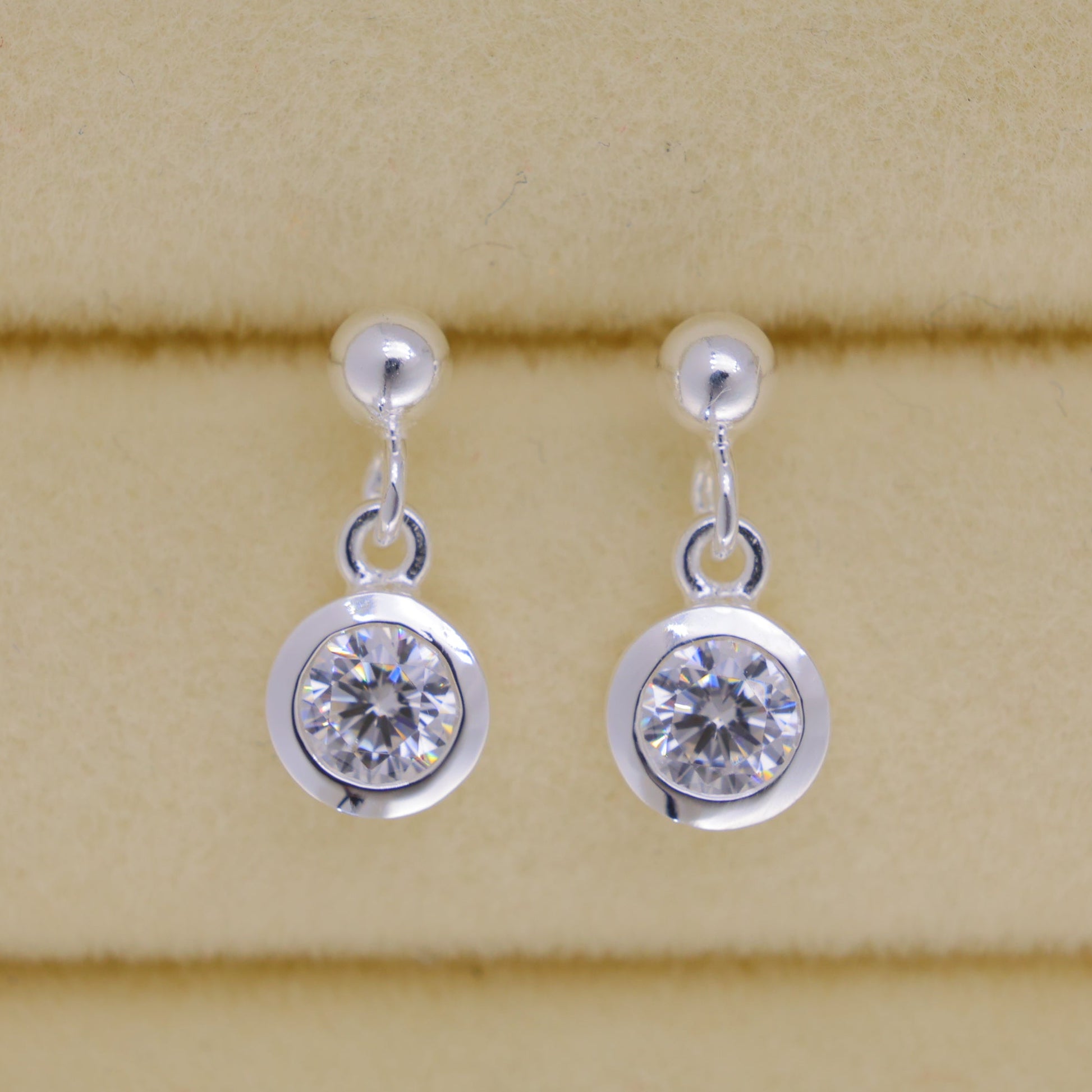 Elora Bezel Drop Earrings in 925 Sterling Silver by MOA - view 1