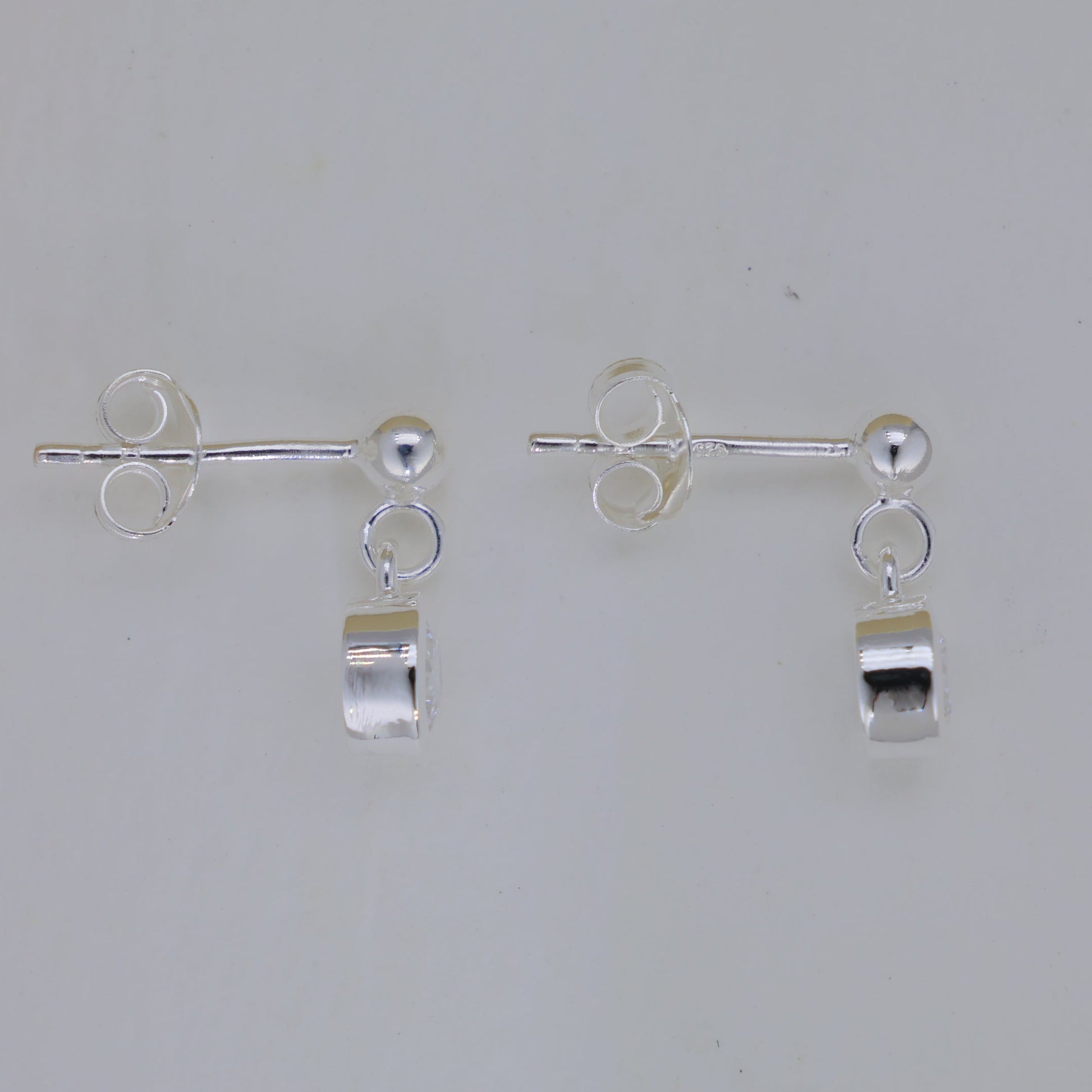 Elora Bezel Drop Earrings in 925 Sterling Silver by MOA - view 3