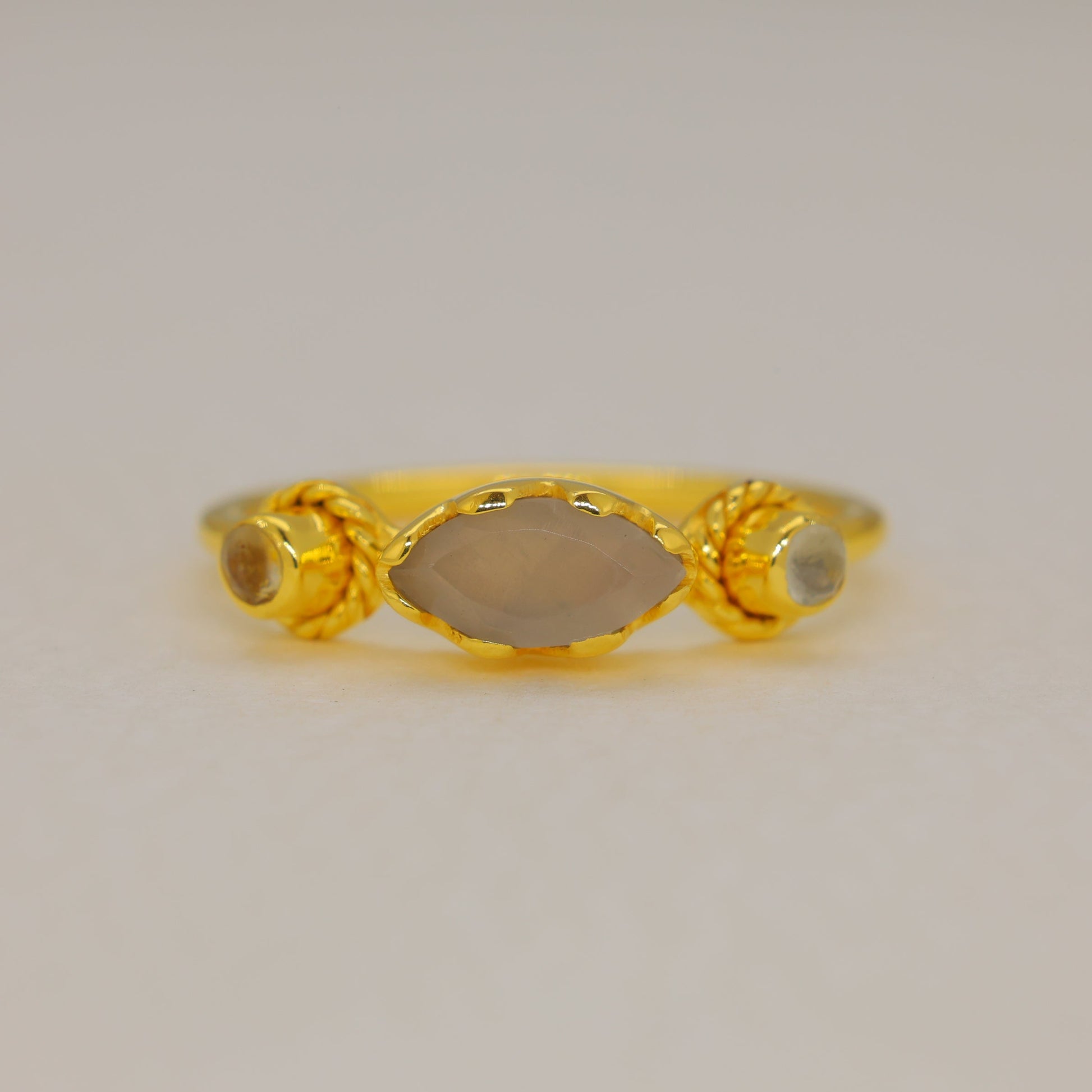 Elyra Moonstone Marquise Ring in Gold Vermeil by MOA - view 1