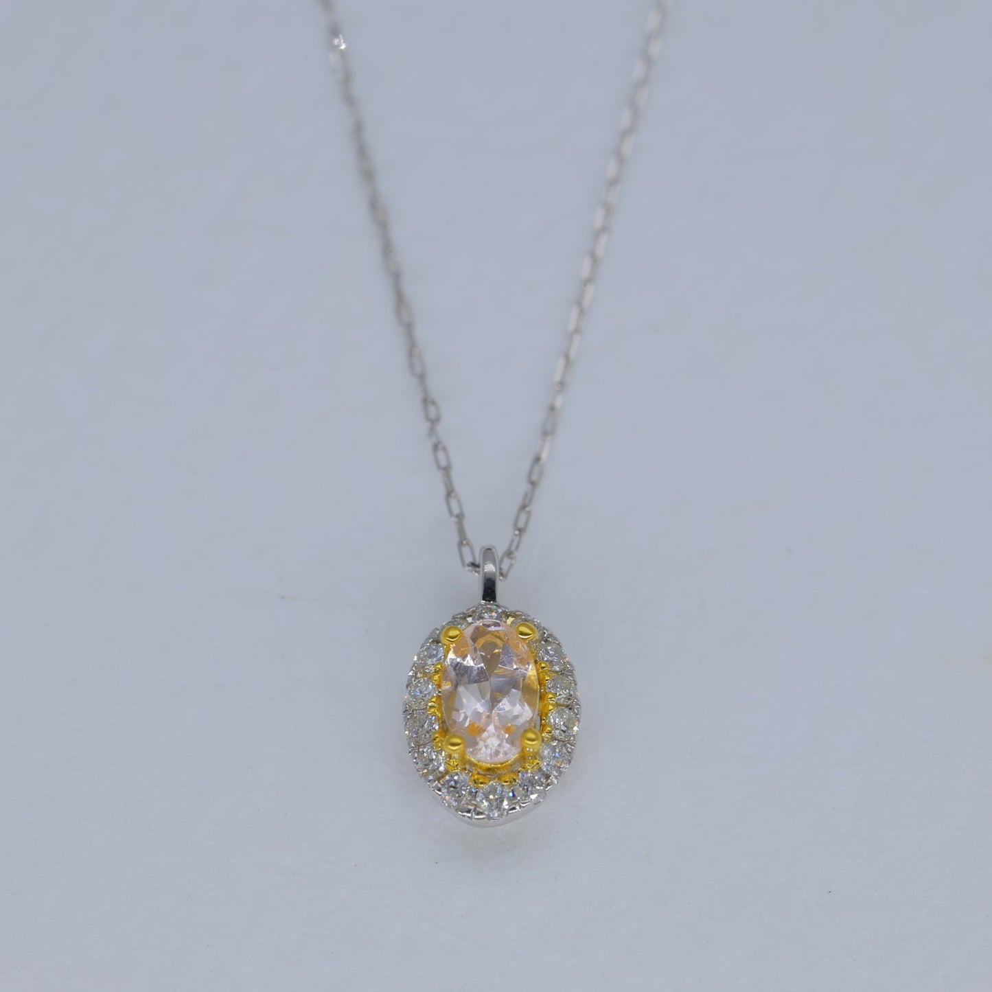 Elysia Morganite Pendant DIA Necklace in Platinum P900 by MOA - view 1