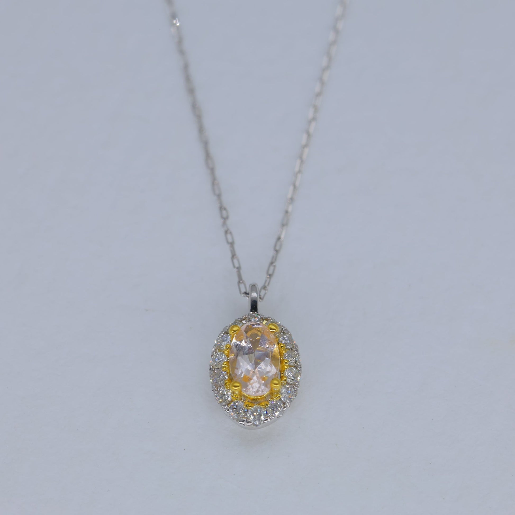 Elysia Morganite Pendant DIA Necklace in Platinum P900 by MOA - view 1