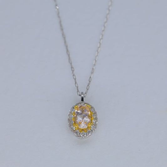 Elysia Morganite Pendant DIA Necklace in Platinum P900 by MOA - view 1