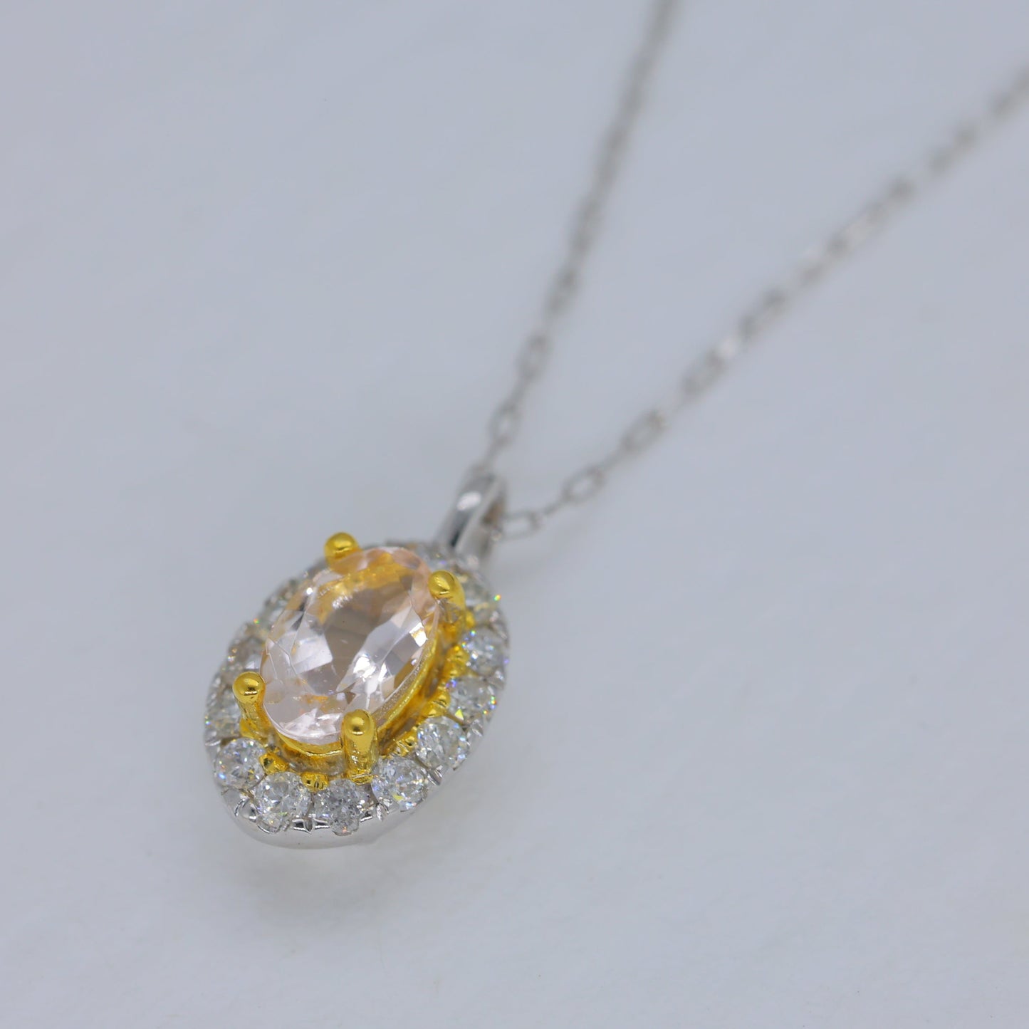 Elysia Morganite Pendant DIA Necklace in Platinum P900 by MOA - view 2
