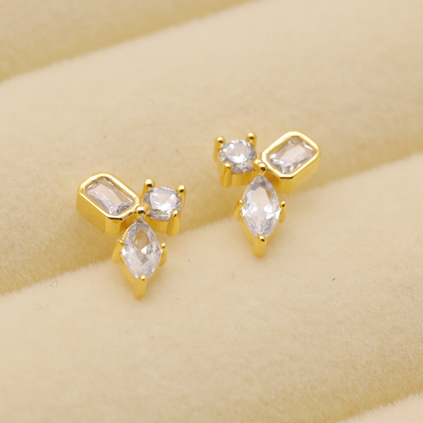 Emeline Stud Earrings in Gold Vermeil by MOA - view 1