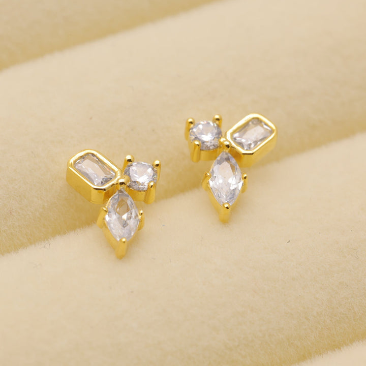 Emeline Stud Earrings in Gold Vermeil by MOA - view 1