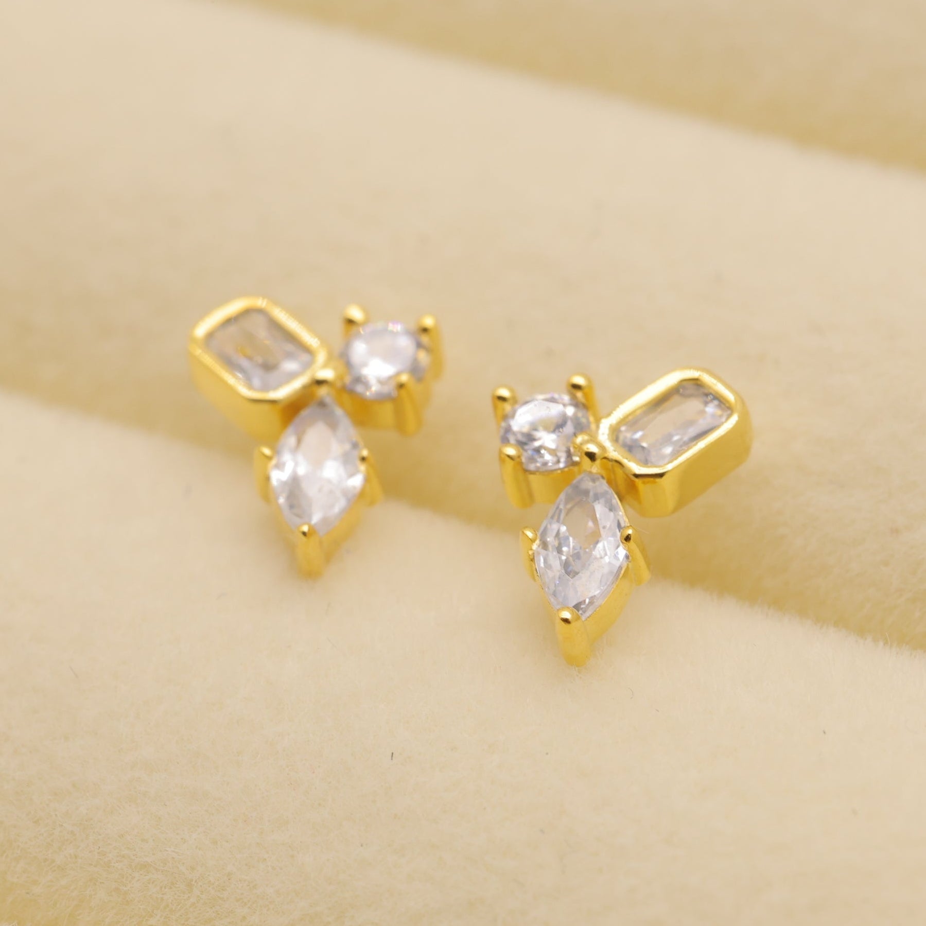 Emeline Stud Earrings in Gold Vermeil by MOA - view 2