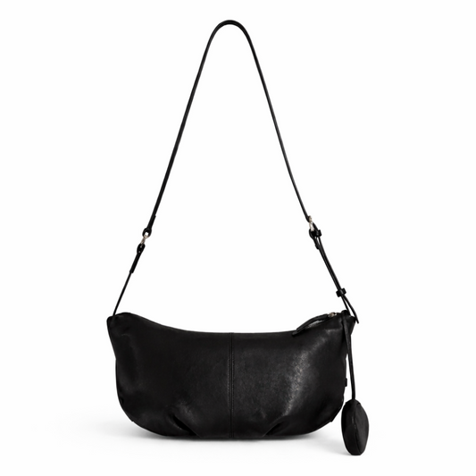 Emeric Leather Crescent Bag in Black