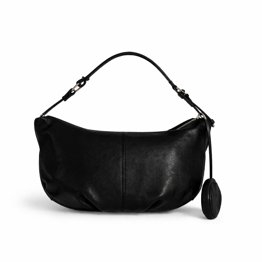Emeric Leather Crescent Bag Black by MOA - view 2