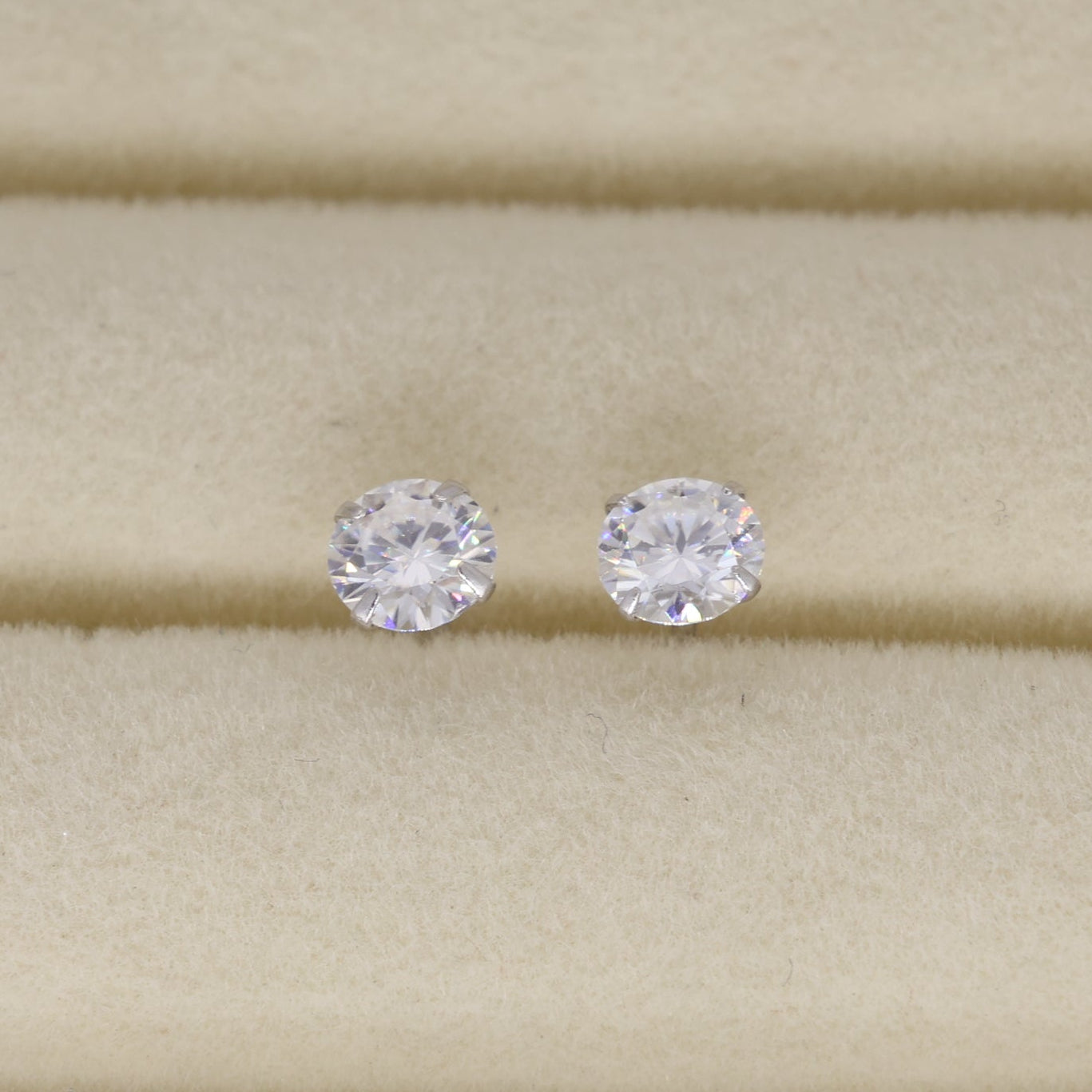 Emilienne Classic Solitaire Stud Earrings in 925 Sterling Silver by MOA - view 1