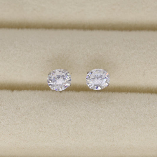Emilienne Classic Solitaire Stud Earrings in 925 Sterling Silver by MOA - view 1