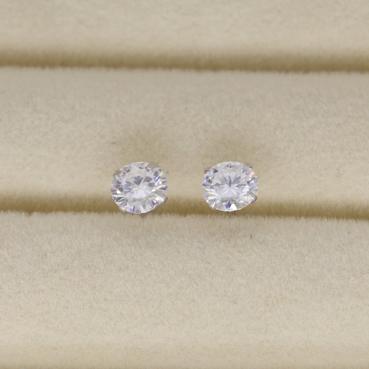 Emilienne Classic Solitaire Stud Earrings in 925 Sterling Silver by MOA - view 1