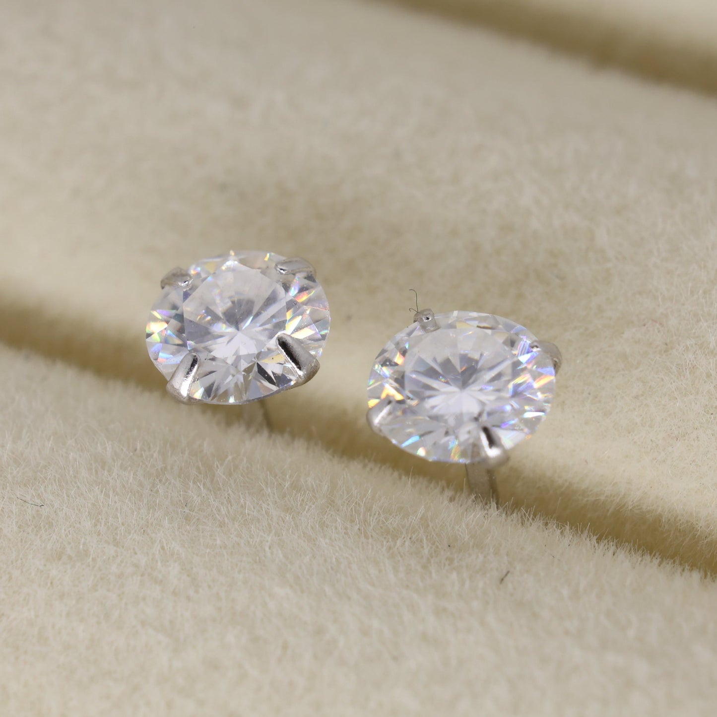 Emilienne Classic Solitaire Stud Earrings in 925 Sterling Silver by MOA - view 2