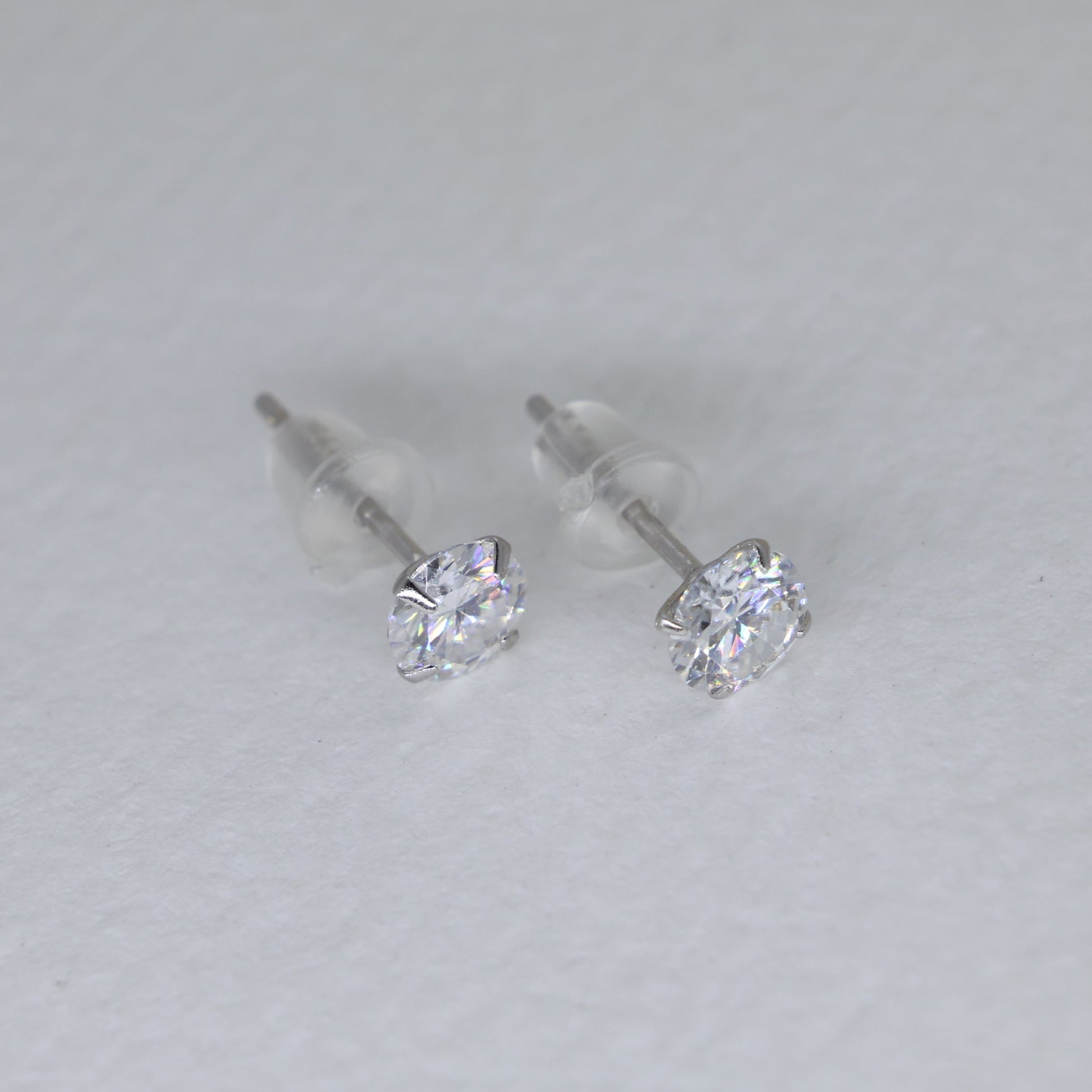 Emilienne Classic Solitaire Stud Earrings in 925 Sterling Silver by MOA - view 3