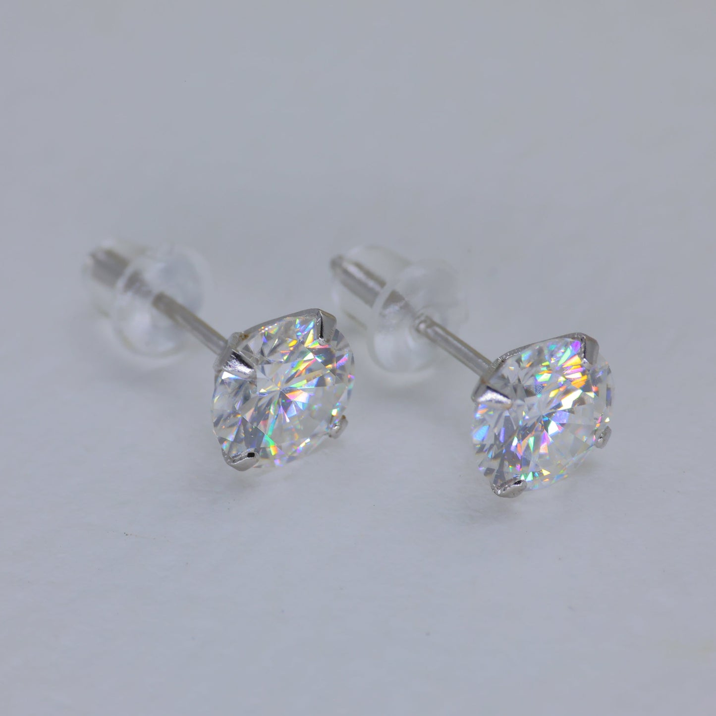 Emilienne Grande Solitaire Stud Earrings in 925 Sterling Silver by MOA - view 3