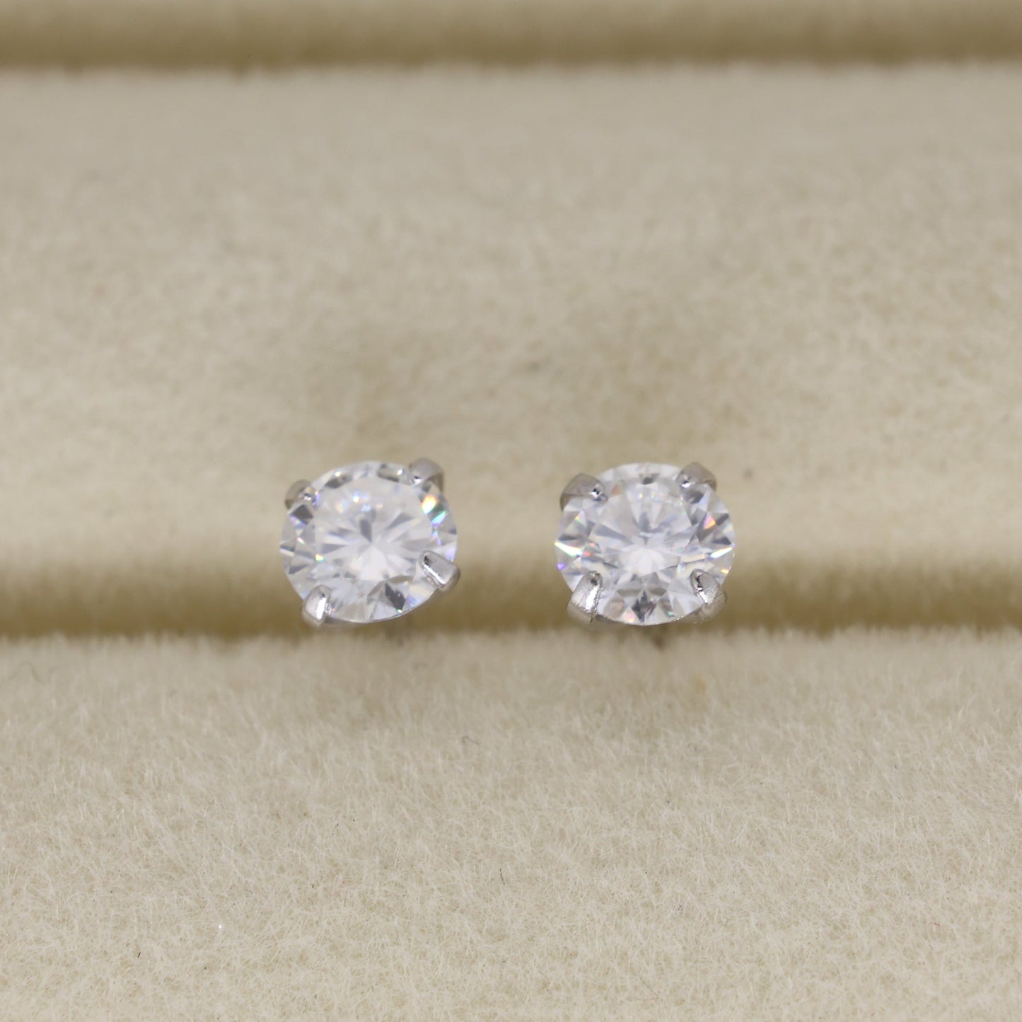 Emilienne Petite Solitaire Stud Earrings in 925 Sterling Silver by MOA - view 1