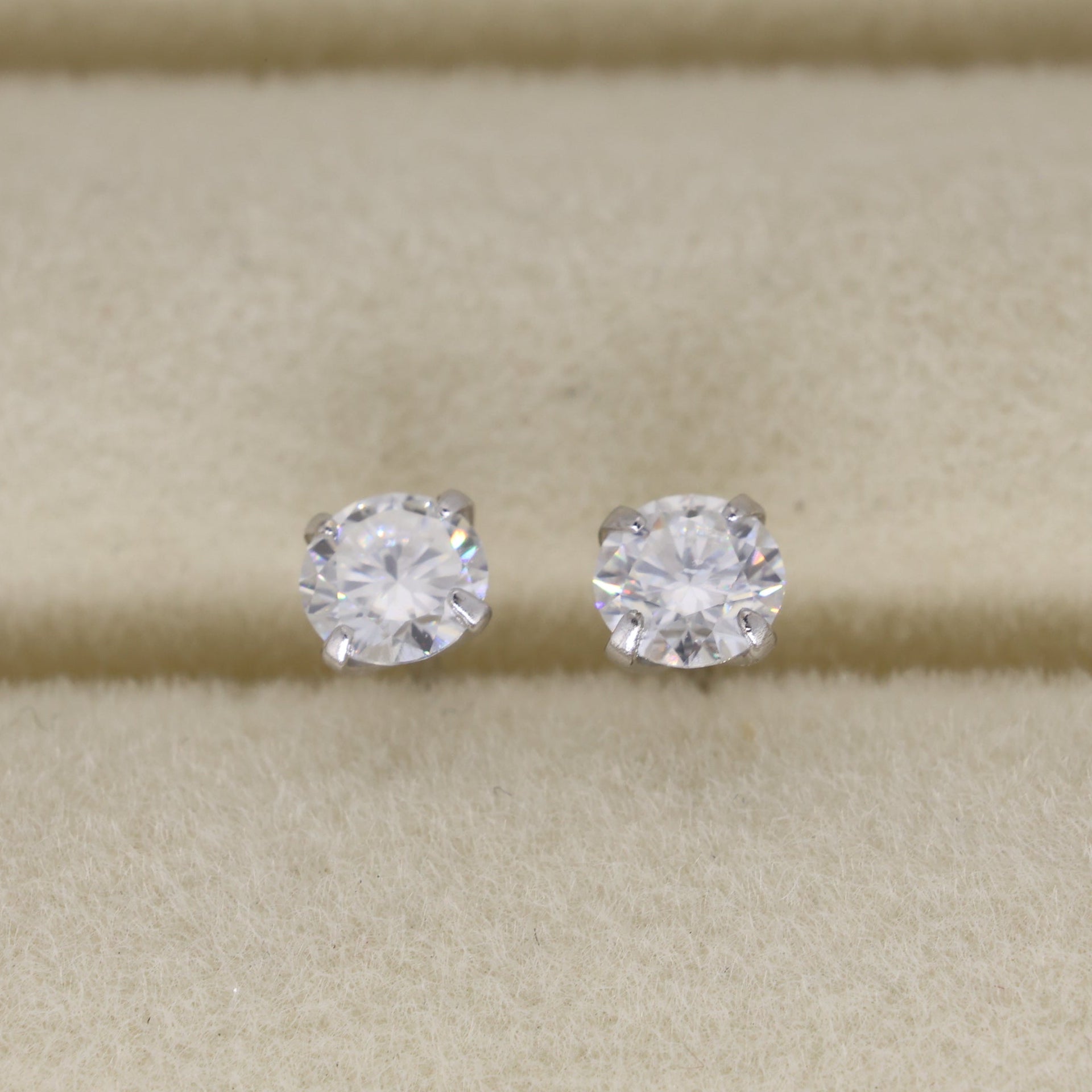 Emilienne Petite Solitaire Stud Earrings in 925 Sterling Silver by MOA - view 1