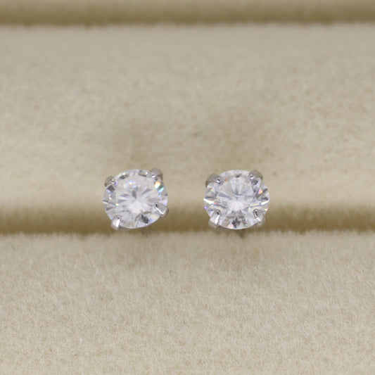 Emilienne Petite Solitaire Stud Earrings in 925 Sterling Silver by MOA - view 1