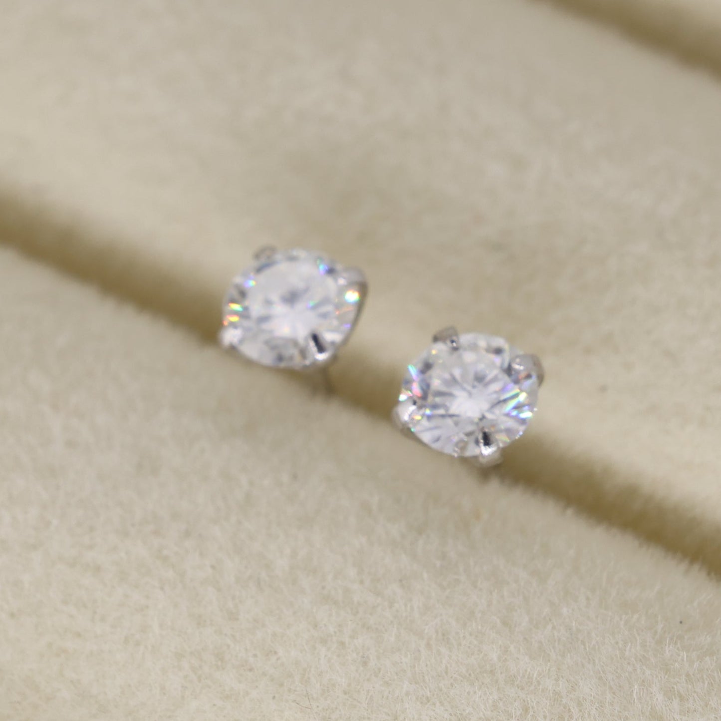 Emilienne Petite Solitaire Stud Earrings in 925 Sterling Silver by MOA - view 2