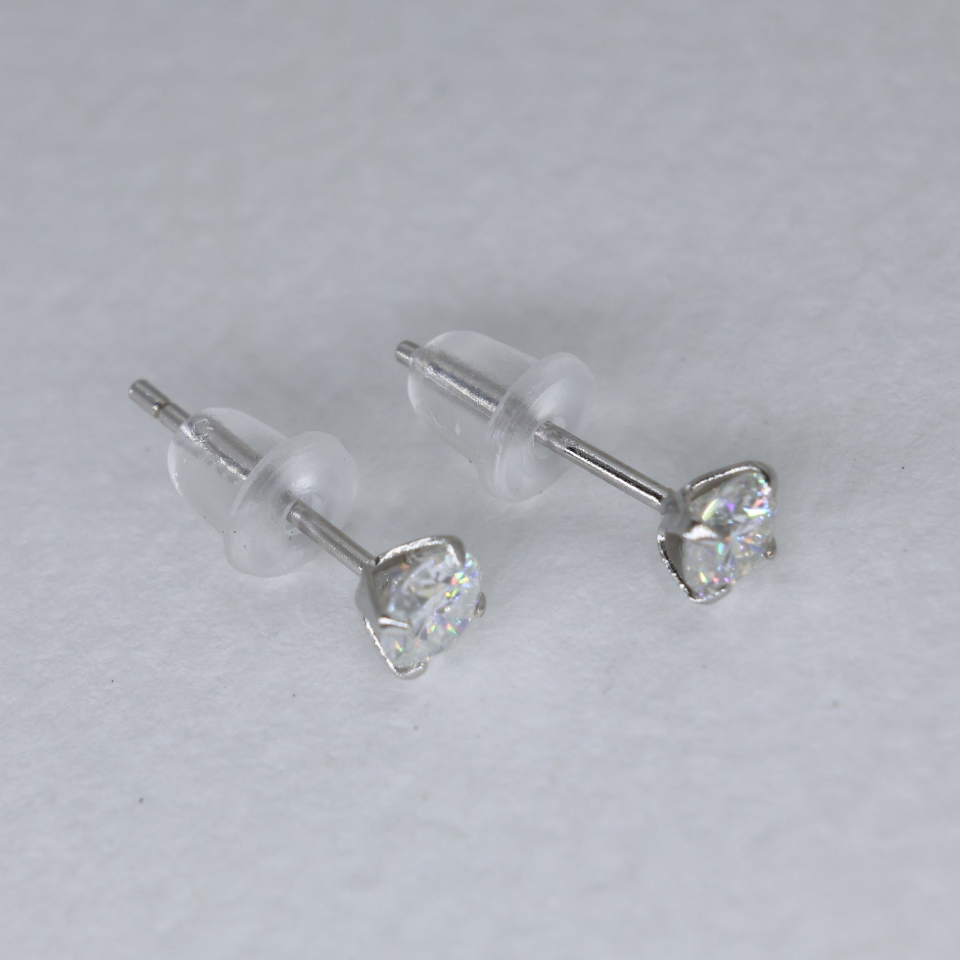 Emilienne Petite Solitaire Stud Earrings in 925 Sterling Silver by MOA - view 3